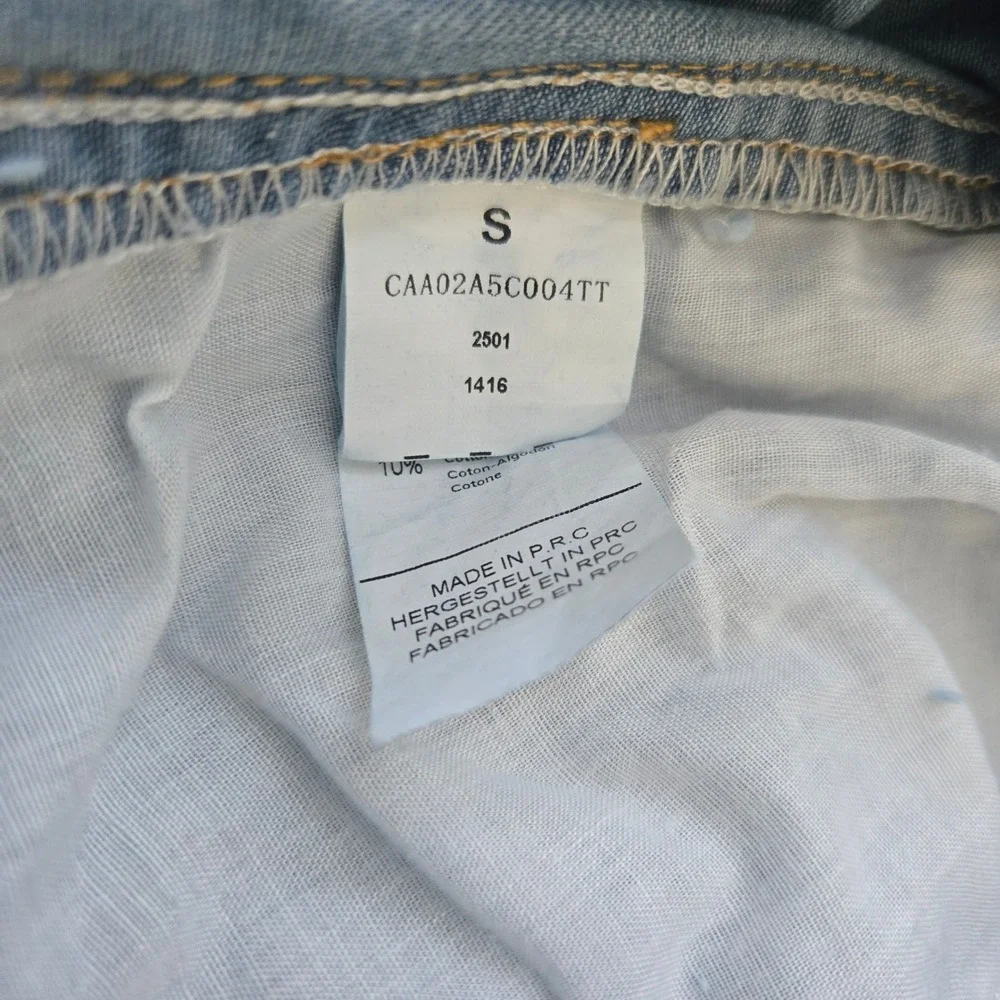 High Waisted Elastic Paperbag Denim Shorts Medium Wash Raw Frayed Hem Small NWT - Picture 5 of 6